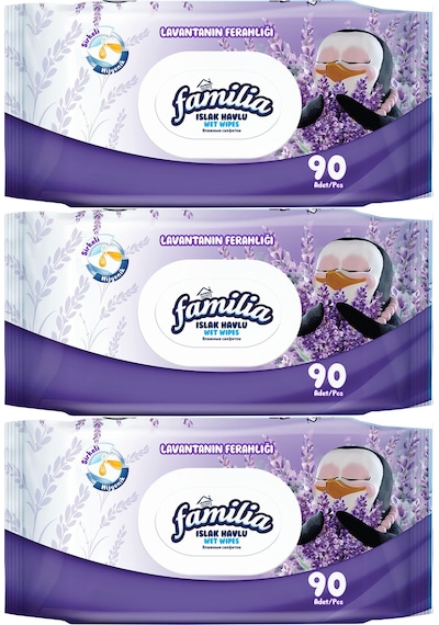 Familia Islak Havlu Mendil Lavantanın Ferahlığı 90 Yaprak 3lü Set 3'lü Set