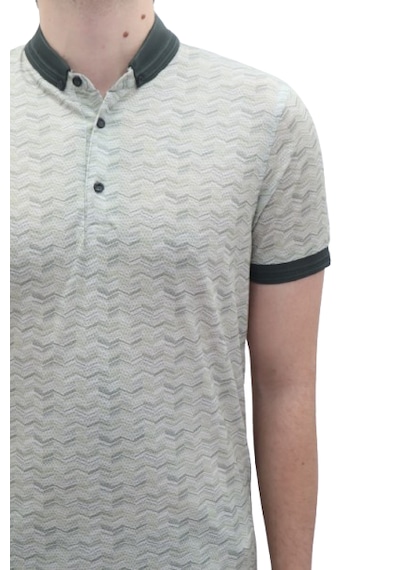 Santa Dmctekstil Erkek Kavis-115 Desenli Spor Kesim Dar Kalıp Cepsiz Polo Yaka T-shirt Haki