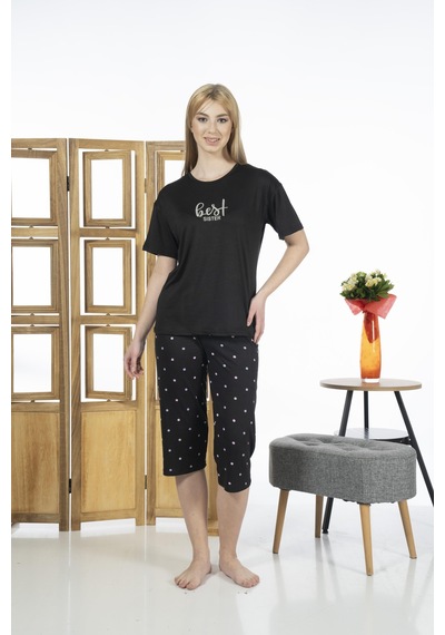 Estiva 24063 Kadın Kısa Kollu Kapri Pijama Takım 001