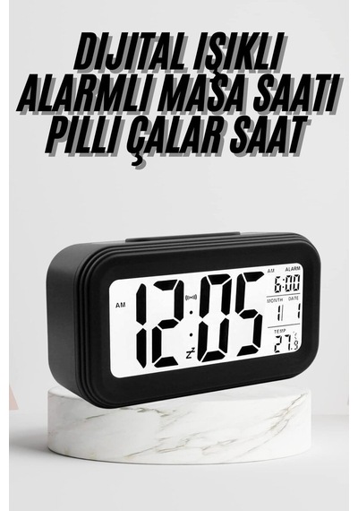 Dijital Masa Saati Termometre Takvim Led Ekran Pilli Ev Ofis Masası Çr