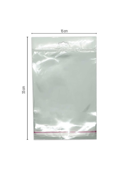 15X25 Sedefli Askılı Askı Kısmı Beyaz Bantlı Opp Parlak-Şeffa