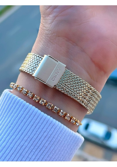 Dkny 2 Yıl Garantili 3 Atm Suya Dayanıklı Kararma Renk Atma Yapmaz Kadın Kol Saati+bileklik Dl01l095 Sarı
