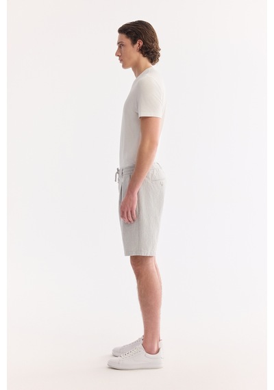 Avva Erkek Gri Beli Lastikli Keten Karışımlı Relaxed Fit Şort B003731