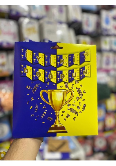 2 Adet Ayaklı Balon Standı 7li Set, 14 Adet Taraftar Sarı-lacivert Balon+banner Tüm Yaşlar