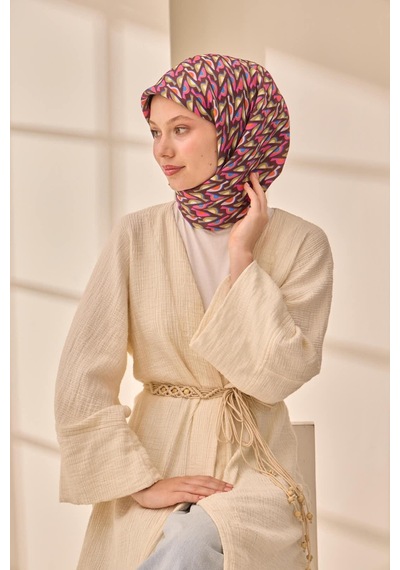 Silk Home Aura Eşarp 140006-27 Mavi, Kahverengi, Vizon, Pembe