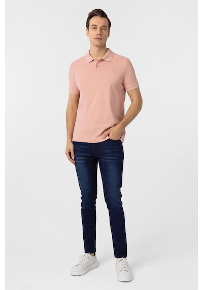 Süvari Gül Kurusu Slim Fit Düz Polo Yaka Tişört Gul Kurusu