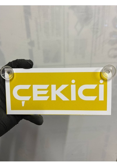 Sarı Renk Üzeri Beyaz Renk Çekici Yazılı Vantuzlu Cam Süsü