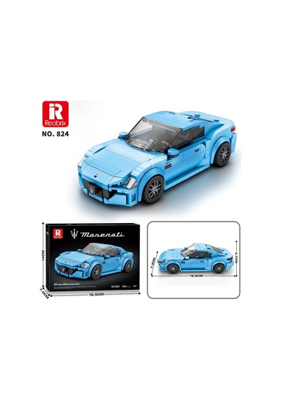 Reobrix Technic 824 1/24 Granturismo Maserati Mavi Spor Araba Yaratıcı Yapı Blok Seti Building Blocks - 384 Parça