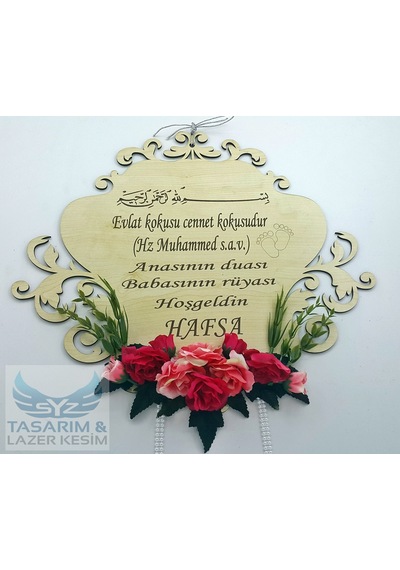 Syztasarim Ahşap Bebek Odası Kapı Süsü
