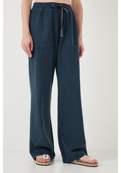 Lela Relaxed Fit Yüksek Bel Bol Paça Bayan Pantolon 668Yp5040 Lacivert