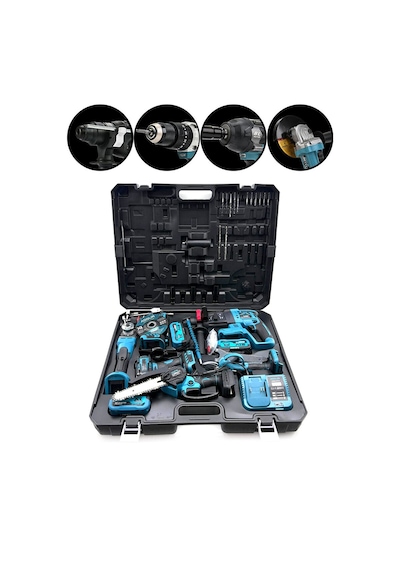 Hmngoakkllby 6pcs Usta Elektrikli Alet Seti Şarjlı 21v Spral Taşlama - Hilti - Bağ Makas - Somun Sökme - Darbeli Vid