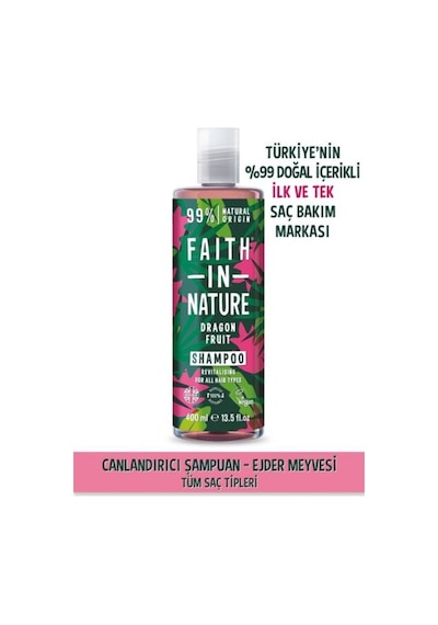 Faith in Nature%99 Doğal Canlandırıcı Şampuan Ejder Meyvesi Tüm Saç Tipleri İçin 400 ML