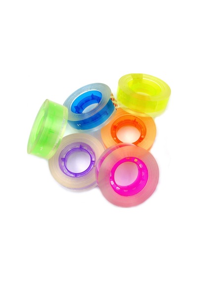 Pin Kristal Şeffaf Bant Renkli Makaralı 19 Mm. X 33 Mt. 6'lı Paket