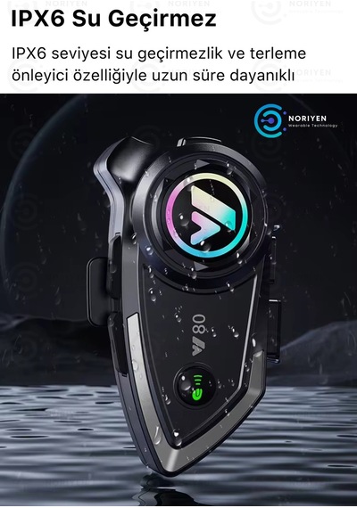 Y80 Yeni Nesil Motosiklet Kask Interkom Mikrofonlu Gürültü Engelleyici Işıklı 5.3 Bluetooth Kulaklık