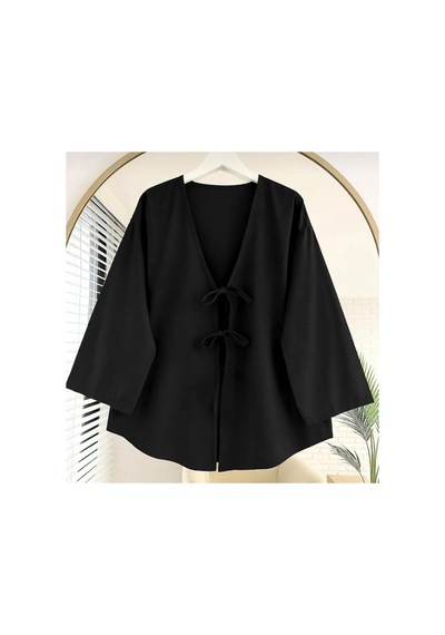 Unika Boutique Önü Bağlamalı Kimono Siyah