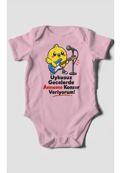 Morivokids Anneye Özel Kısa Kollu Bebek Body %100 Pamuk Zbn226-kk Koyu Pembe