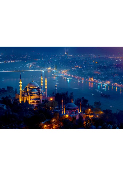 Aden Dijital Dekoratif Manzara İstanbul Tepeden Kanvas Tablo Çok Renkli