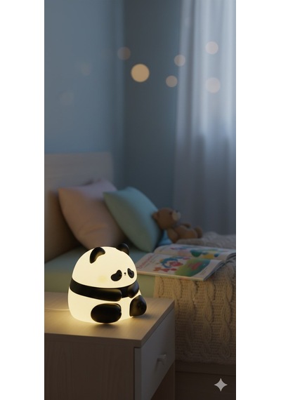 2 Li Sevgiliye Romantik Hediye Seti Slikon Panda Renkli Led Gece Lambası Ve 9 Cm Love Kar Küresi Set Pembe