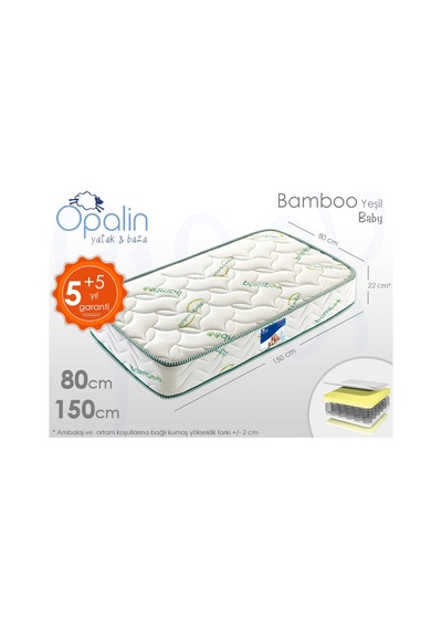 Uzunbebe 80X150 Opalin Ortopedik Bamboo Yaylı Yatak 80*150 Ortopedik Yatak