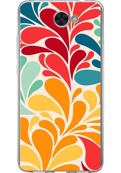 Huawei Y7 İle Uyumlu 1mm Slim Fit Retro Renkler 5 Baskılı Şeffaf Kılıf Şeffaf