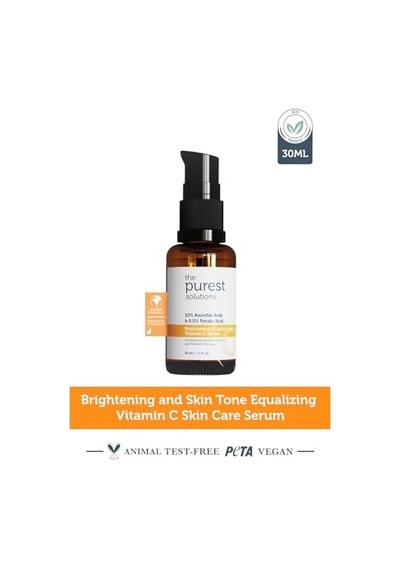 The Purest Solutions, C Vitamini Aydınlatıcı Ve Cilt Tonu Eşitleyici Cilt Bakım Serumu 30 Ml %10 Ascorbic Acid & Ferulic Acid%0,5
