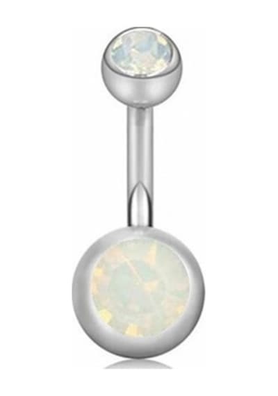 Buz Renk Taşlı Muz Göbek Çelik Piercing P464
