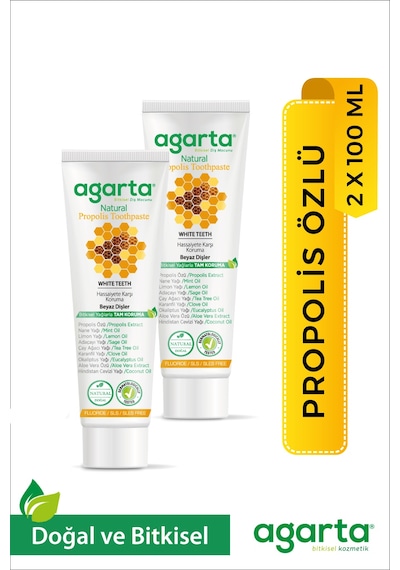 2 Adet Doğal Propolis Florürsüz Beyazlatıcı Diş Macunu 100 Ml