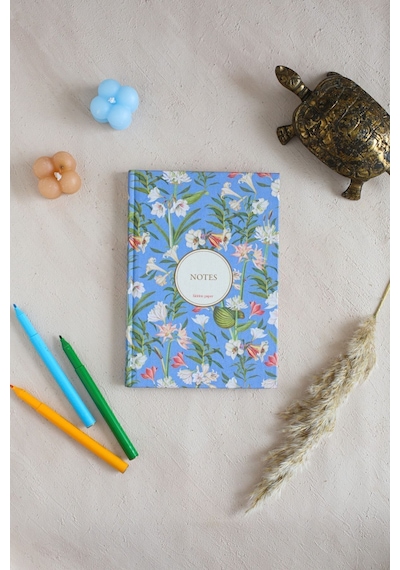 Çiçekli Bez Ciltli Defter / Çizgisiz Çok Renkli
