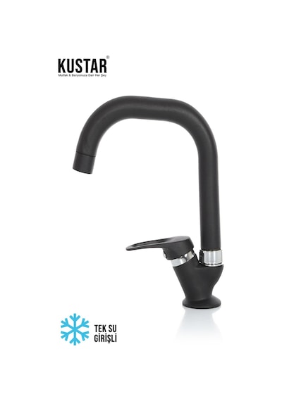 Kustar Kısa Köşe Delta Borulu Tek Su Girişli Mat Siyah Mix Aç Kapa Musluk Lavabo