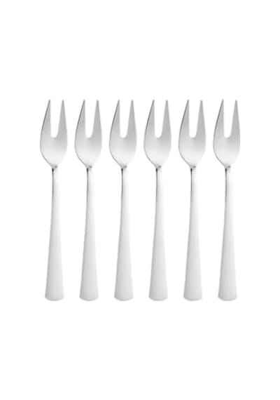 Limon Ve Fondü Çatalı Seti, Çelik, 11 Cm, Gümüş Metalik, 6 Parça Açık Ceviz