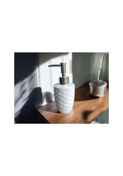 Seramik Sıvı Sabunluk, Dalga Desenli, Beyaz, Banyo Lavabo Aksesuarı Diğer
