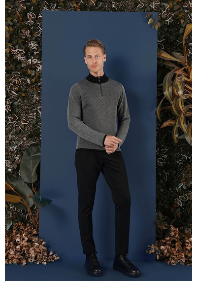 Efor Tr 859 Slim Fit Siyah Klasik Triko Siyah