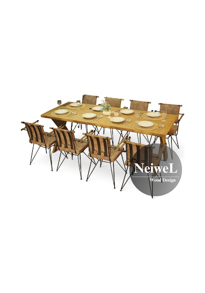 Neiwel Rane Doğal Ahşap Yemek Masası-70-120 Açık Ceviz
