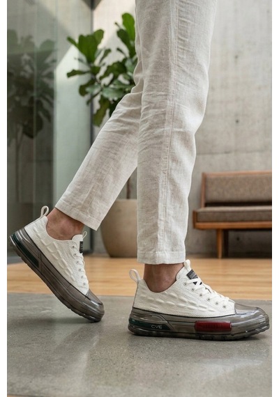 Beyaz Hakiki Deri Kroko Desenli Erkek Sneaker Çok Renkli Beyaz Hakiki Deri Kroko Desenli Erkek Sneaker Çok Renkli