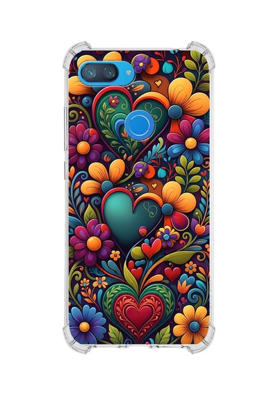 Printify Xiaomi Mi8 Lite İle Uyumlu Düşlerin Dansı Serisi Çiçeklerin Dansı Tasarımlı Uv Baskılı Köşe Korumalı Antişok Kılıf Şeffaf