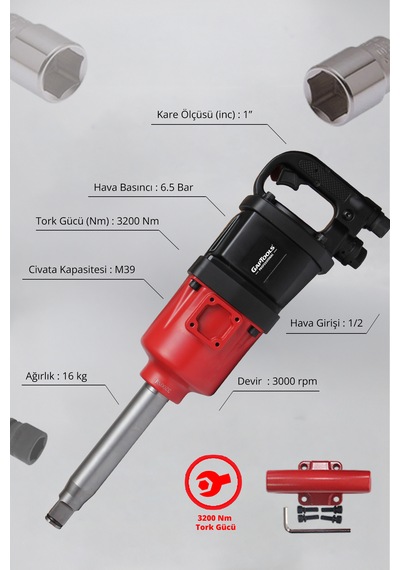 Gaptools Havalı Somun Sökme Uzun Tip