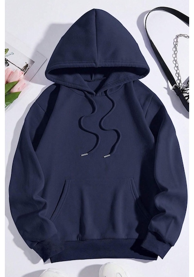Uyguntarz Rahat Kalıp Unisex Oversize Sweatshirt Lacivert
