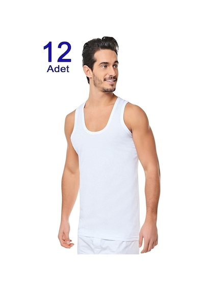 Yıldız Erkek Penye Atlet 12 Adet Beyaz Pamuklu 001