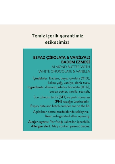 Badem Ezmesi Beyaz Çikolatalı & Vanilyalı 220 gr