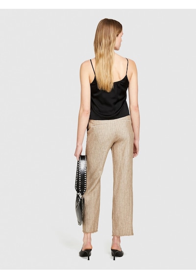 Sisley Keten Paçaları Dikişsiz Düz Paça Çizgisiz Pantolon Kadın Siyah Mix Pantolon - 324p4nthlf055