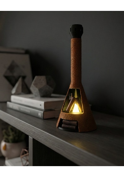 Elana Design Şömine Led Dekoratif Mumluk Masa Üstü Ambiyans Lambası Led Mum Dahil Kiremit