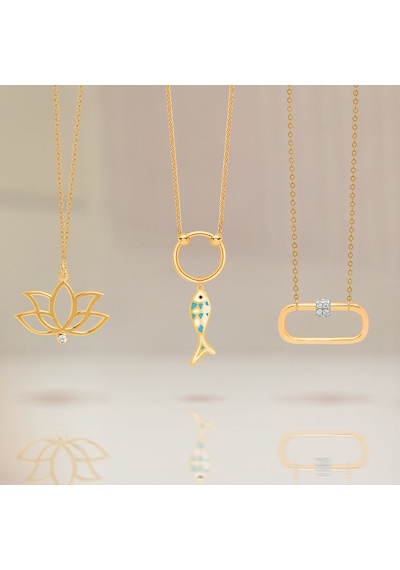 14 Ayar Sarı Altın Lotus Çiçek Kolye