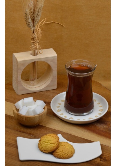 Heda Porselen Başak 6'lı Porselen Çay Tabağı Seti Desenli