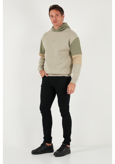 Buratti Pamuklu Relaxed Fit Kapüşonlu Içi Tüylü Yumuşak Şardonlu Erkek Sweat 5905299 Taş