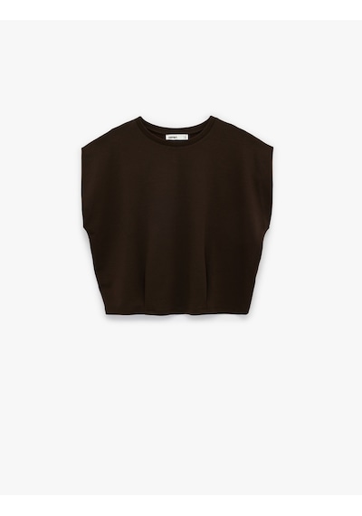 Koton Regular Fit Bisiklet Yaka Kolsuz Tişört Kahverengi 6sak30019ek Kahve