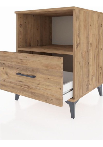 Kronos Komodin Tek Raflı Tek Çekmeceli 60x59x80 Çam-çam Çam