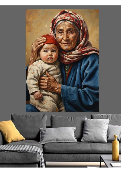 Ahşap Tablo Büyükanne Torun Sevgi Dolu Çocuk Odası Tabloları