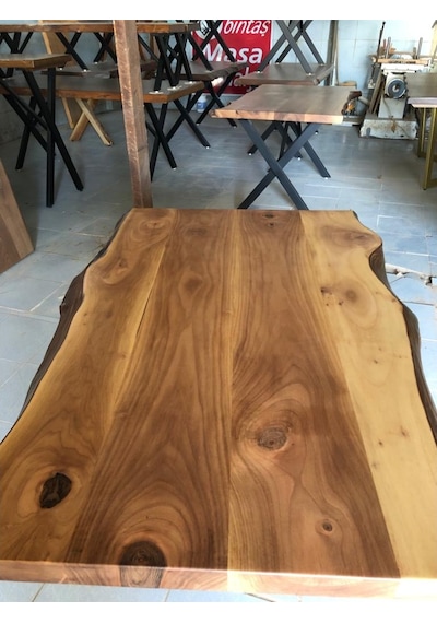 Bintaşmobilya Doğal Ceviz Ağacı Kütük Masa Üstü Tablası 130X85.Cm