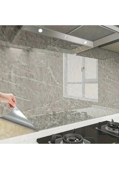 Mermer Desenli Sticker Folyo Atina Grisi 60cm 5mt T04 ( 1