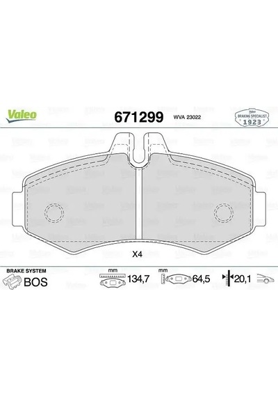 Valeo 671299 On Fren Balatasi A0004214110 A0034200120 A0034205420